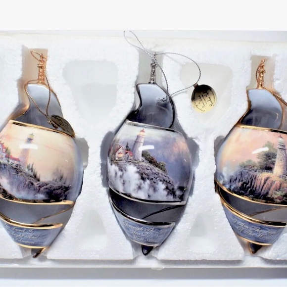 Set of 3 Vintage Thomas Kinkade’s “SHORELINE SPLENDOR “ Collectible New - Picture 1 of 13